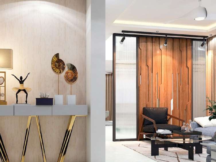 Entryway and interior finishes from the brochure